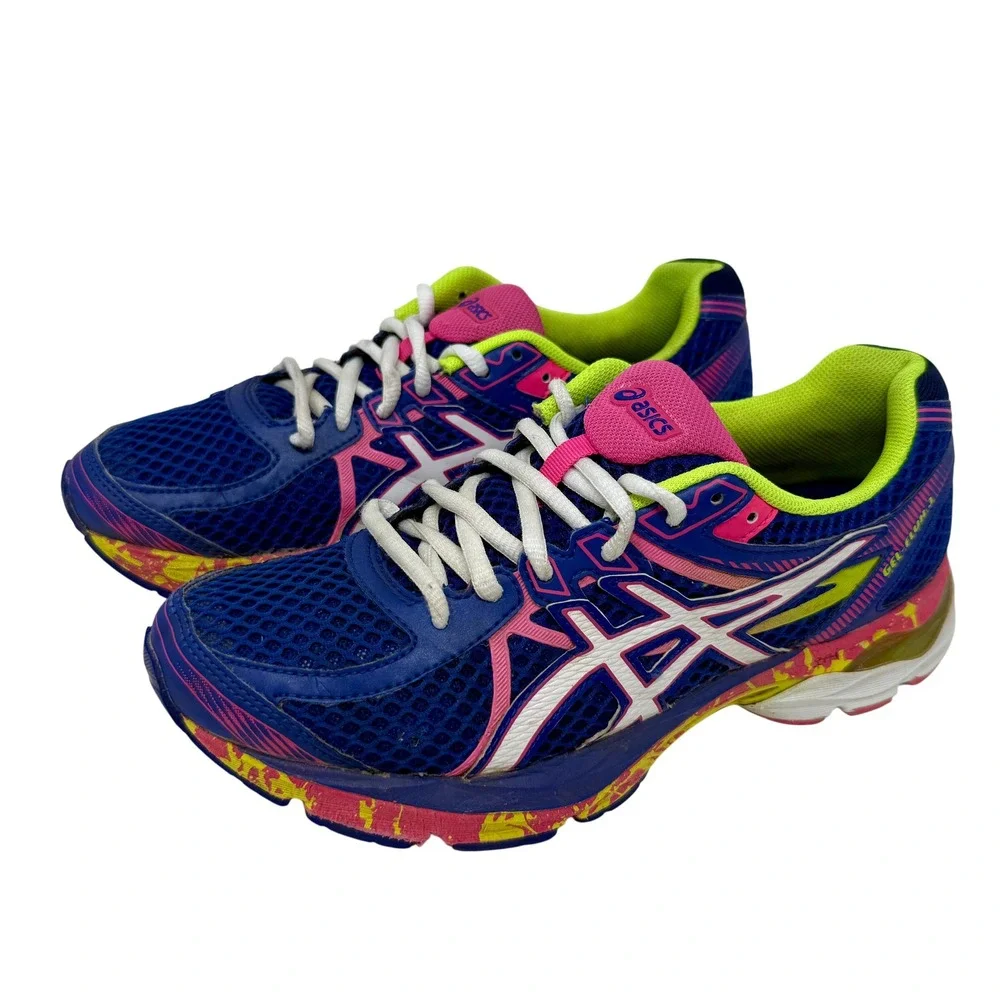 Asics Gel-Flux 3 Running Shoes Navy Pink Yellow Splatter T664Q Women's Size 8
